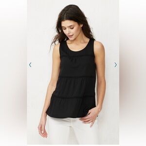 LC Lauren Conrad Women's Lace Floral Tank Blouse Top Sleeveless Black Medium NWT